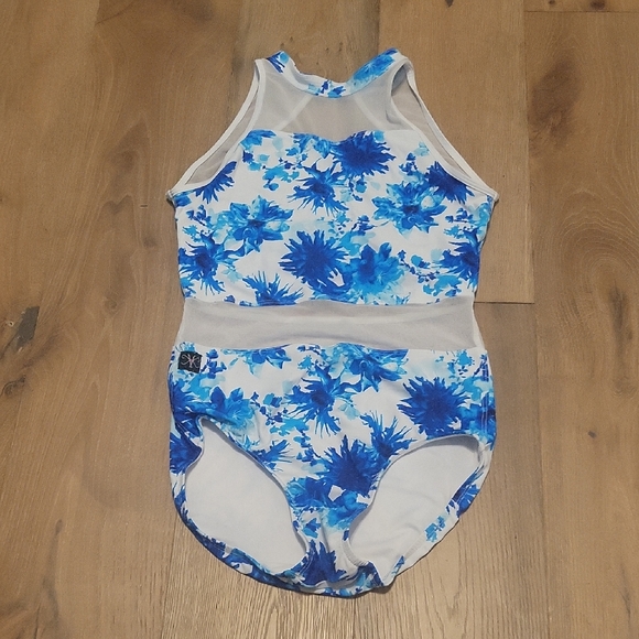 Kandi Kouture Swim Kandi Kouture Blue And White Floral Leotard Swim